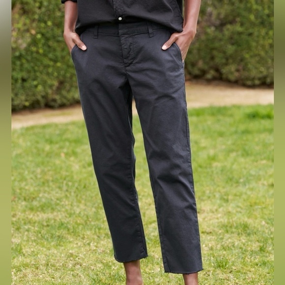 Frank & Eileen sz 2 black cotton linen blend pants zip front back pockets - Picture 8 of 9